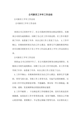 公司新员工半年工作总结