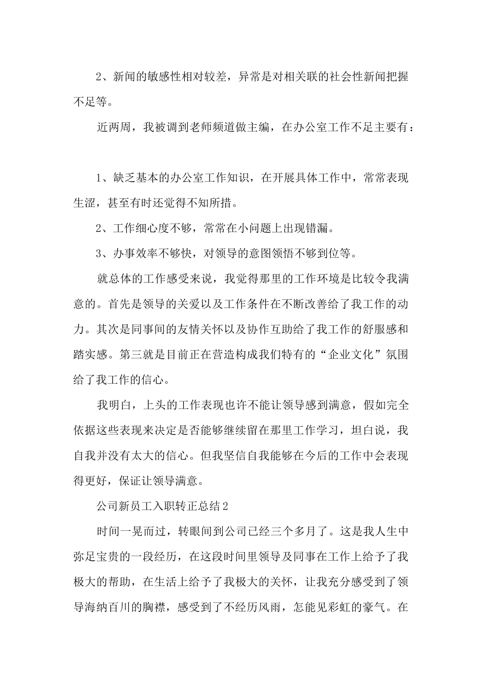 公司新员工入职转正总结五篇_第3页