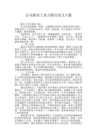 公司新员工实习报告范文5篇