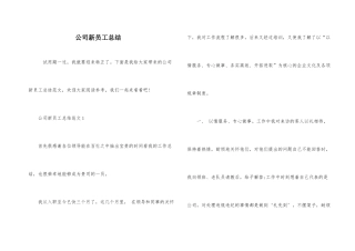 公司新员工总结