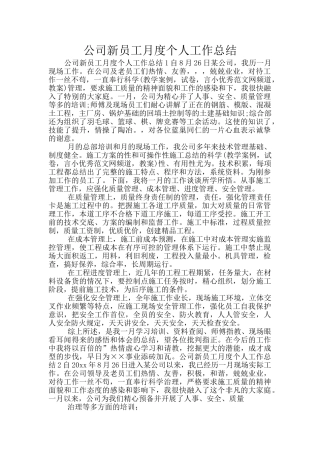 公司新员工月度个人工作总结