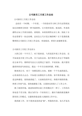 公司新员工月度工作总结-2