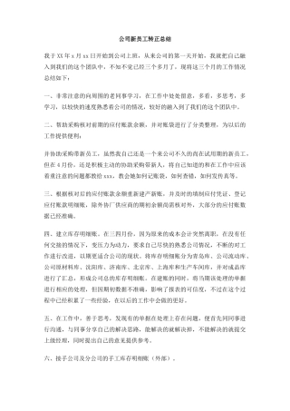 公司新员工转正总结