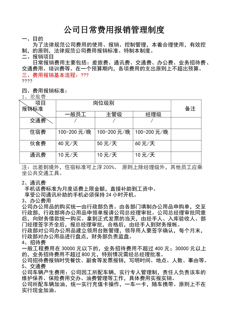 公司日常费用报销管理制度_第1页