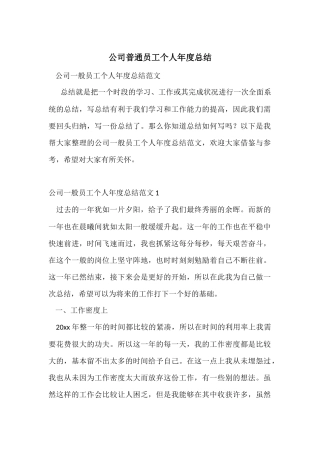 公司普通员工个人年度总结