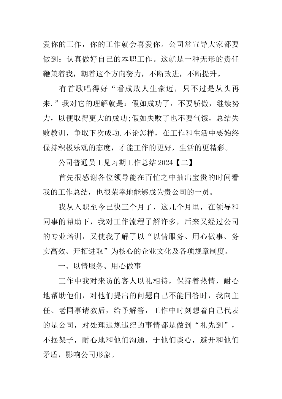 公司普通员工见习期工作总结2024_第3页