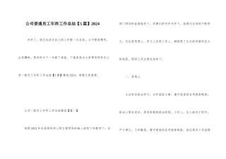 公司普通员工年终工作总结2024