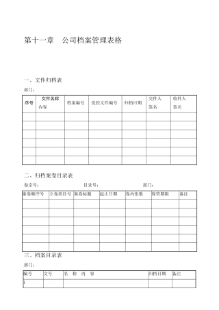 公司档案管理表格