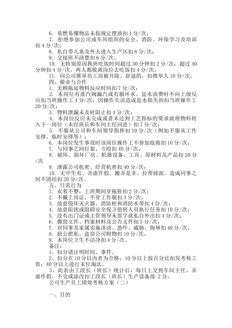 公司生产员工绩效考核方案_第2页