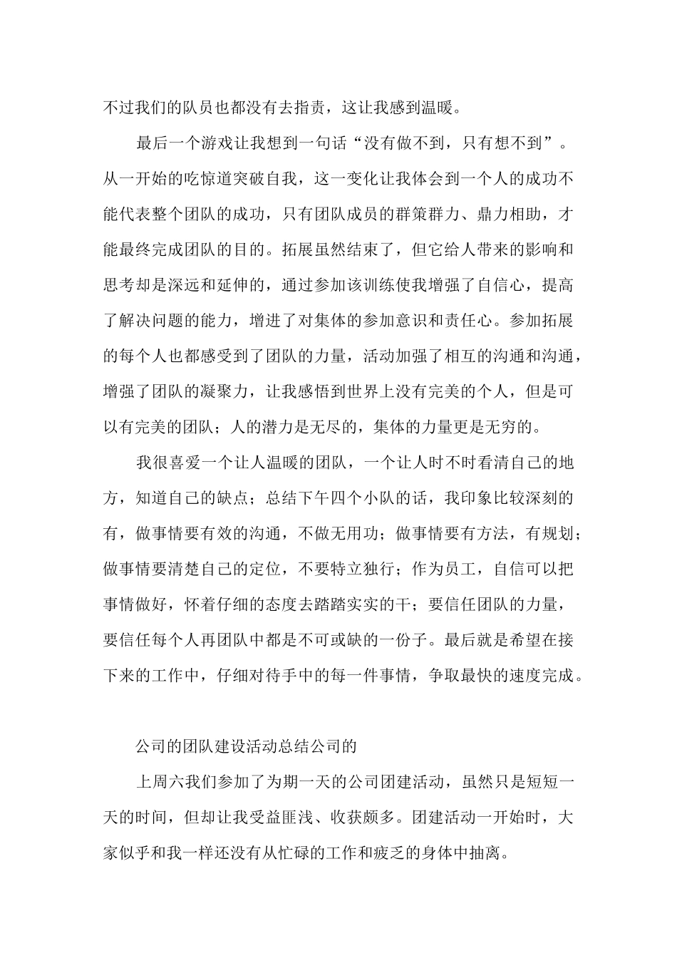 公司的团队建设活动总结模板五篇_第3页
