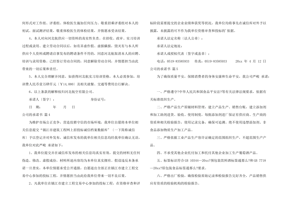 公司的承诺书集合五篇_第2页