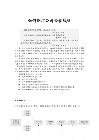 公司经营战略的制订