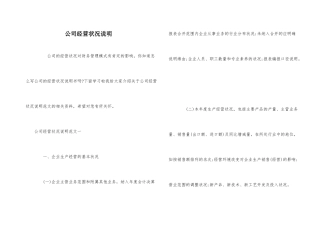 公司经营状况说明