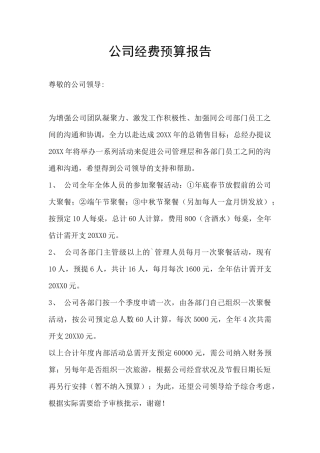 公司经费预算报告