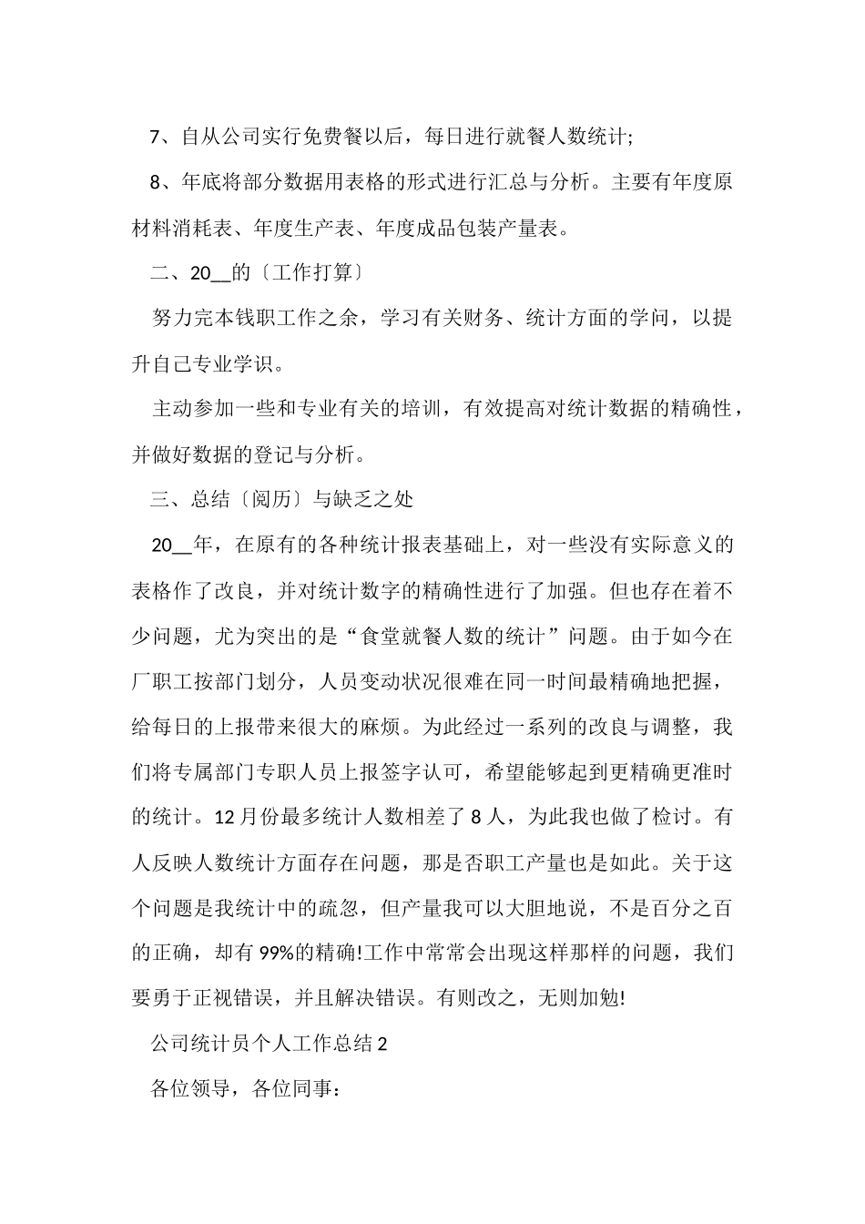 公司统计员个人工作总结模板-2_第2页