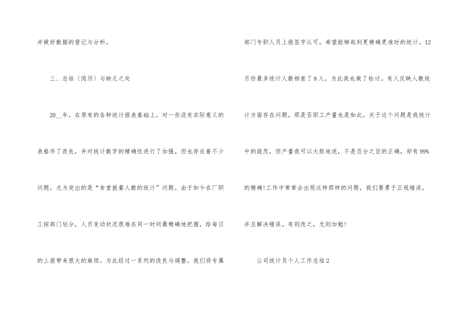 公司统计员个人工作总结模板_第3页