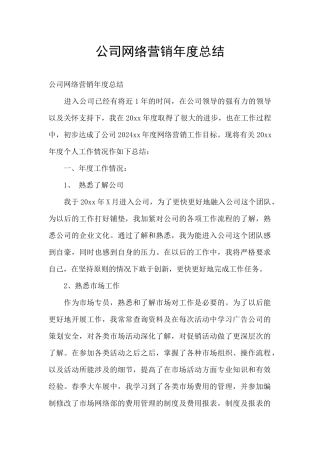 公司网络营销年度总结