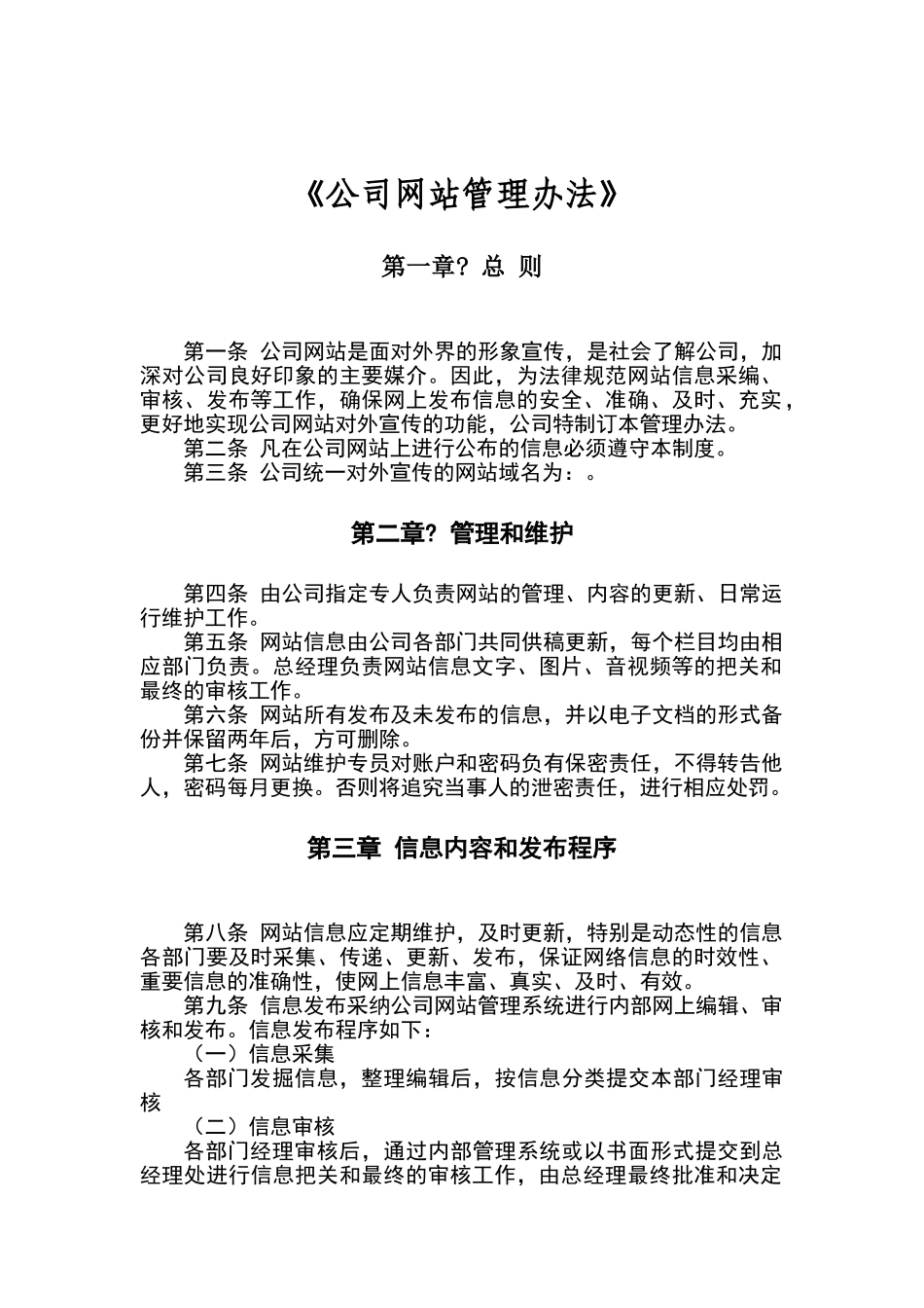 公司网站管理办法_第1页