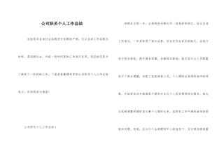公司职员个人工作总结