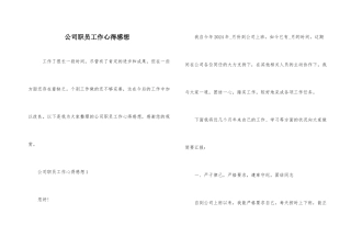 公司职员工作心得感想