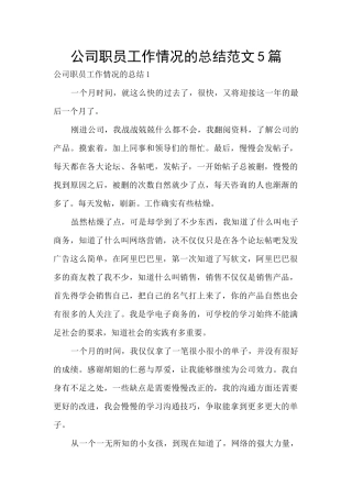 公司职员工作情况的总结范文5篇