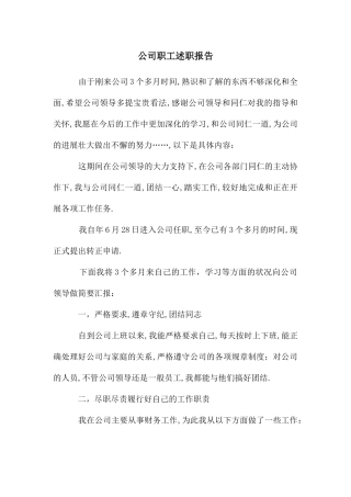 公司职工述职报告