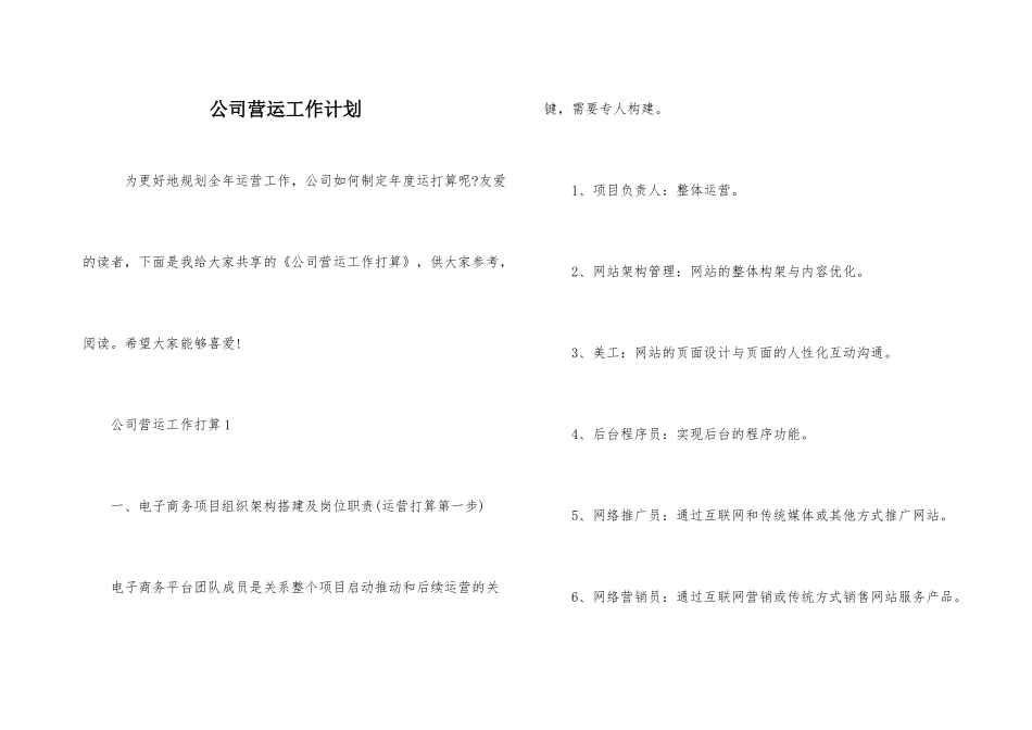 公司营运工作计划_第1页