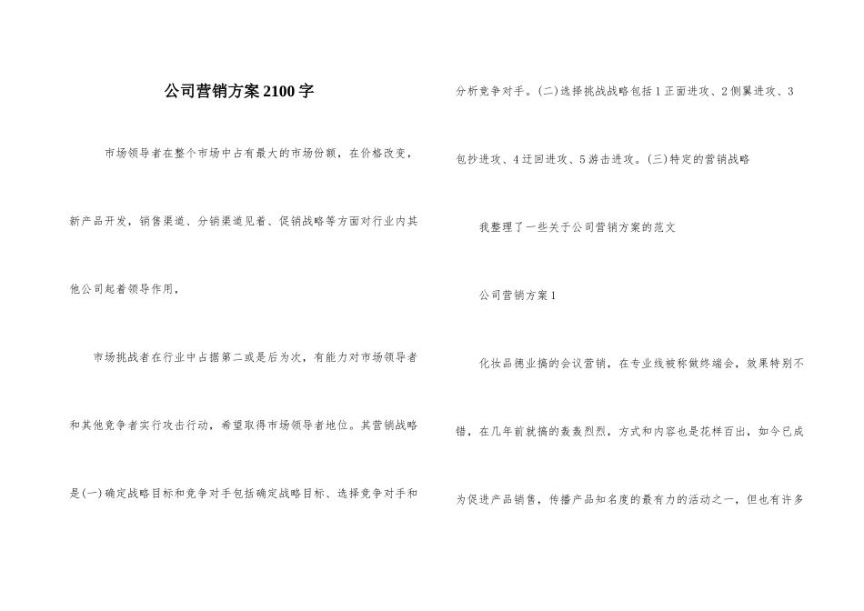 公司营销方案2100字_第1页