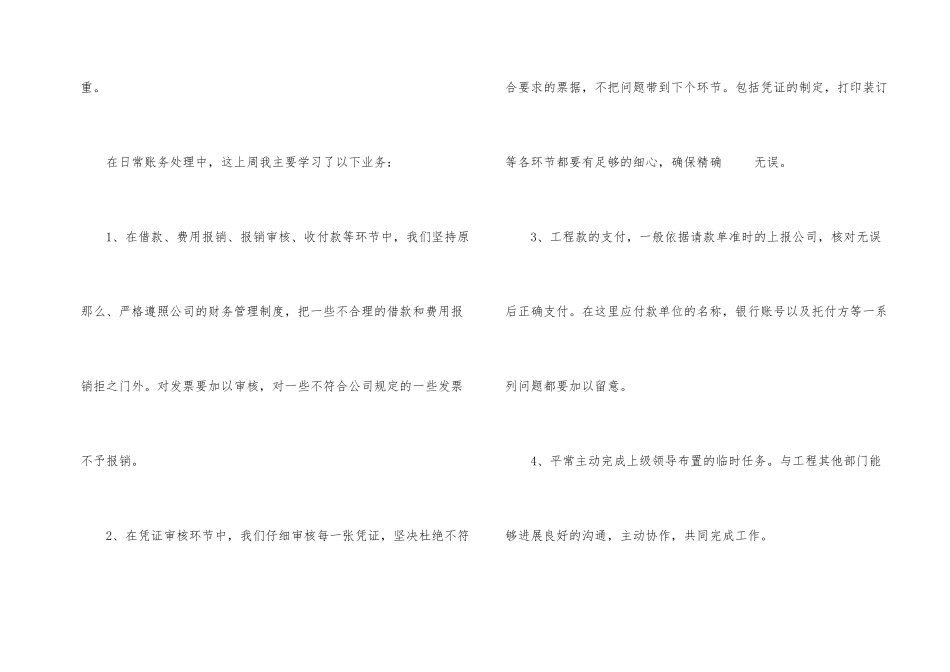 公司财务一周工作总结6篇_第2页