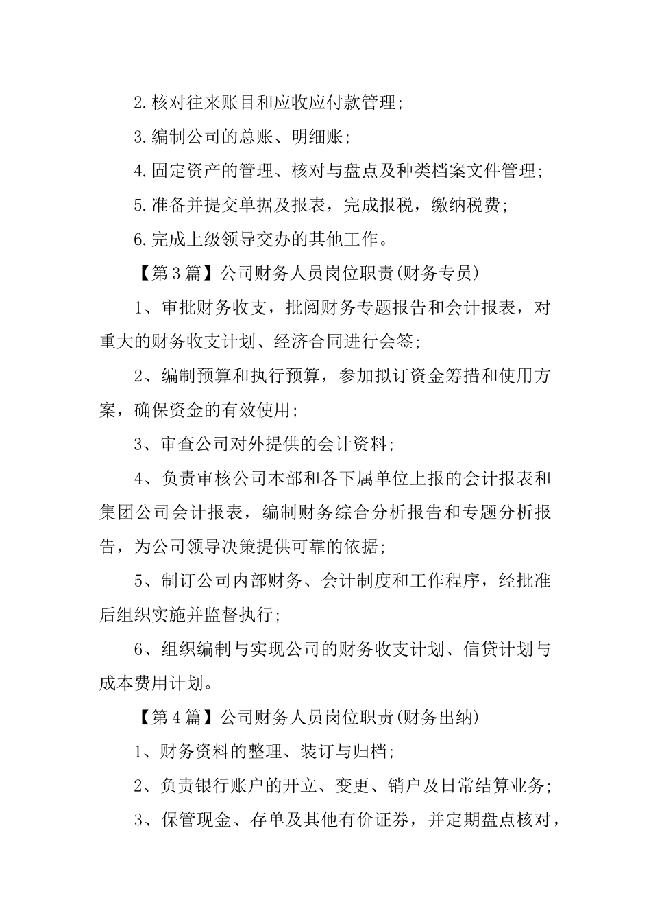 公司财务人员简单岗位职责_第2页