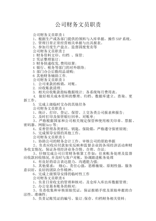 公司财务文员职责
