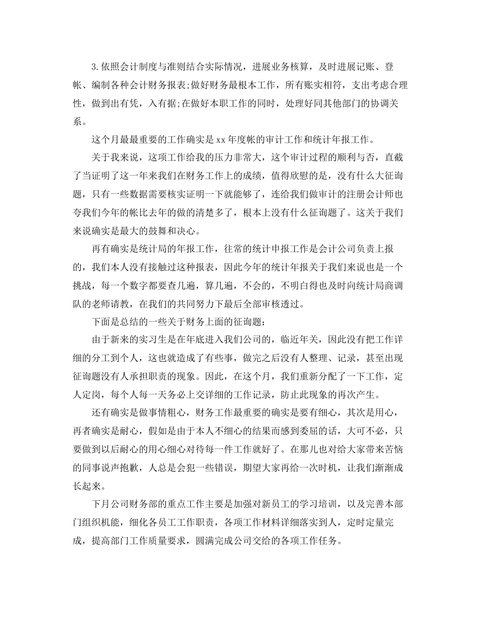 公司财务月度工作参考总结模板_第3页
