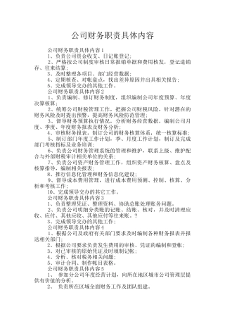 公司财务职责具体内容
