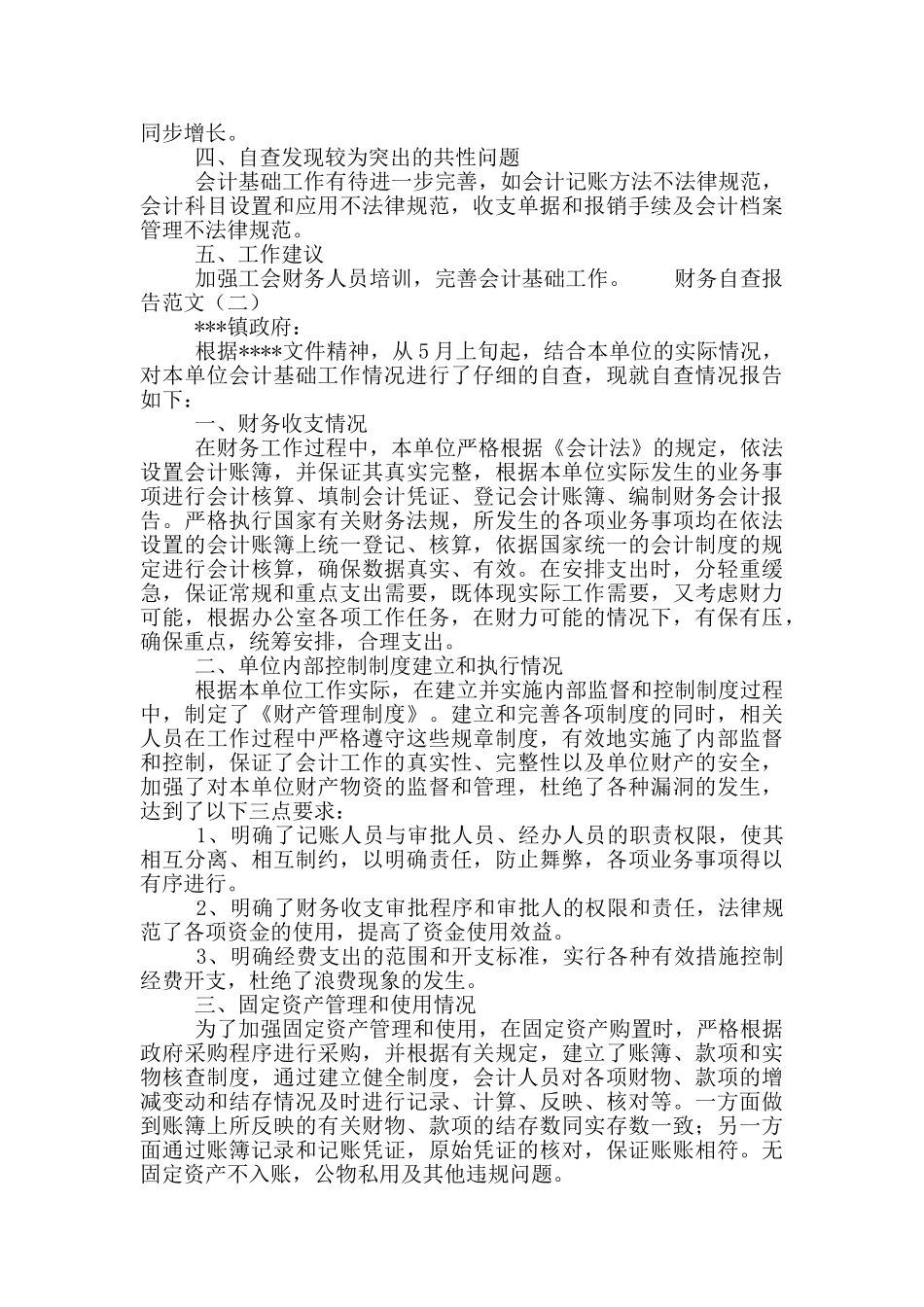 公司财务自查报告范文二篇_第2页