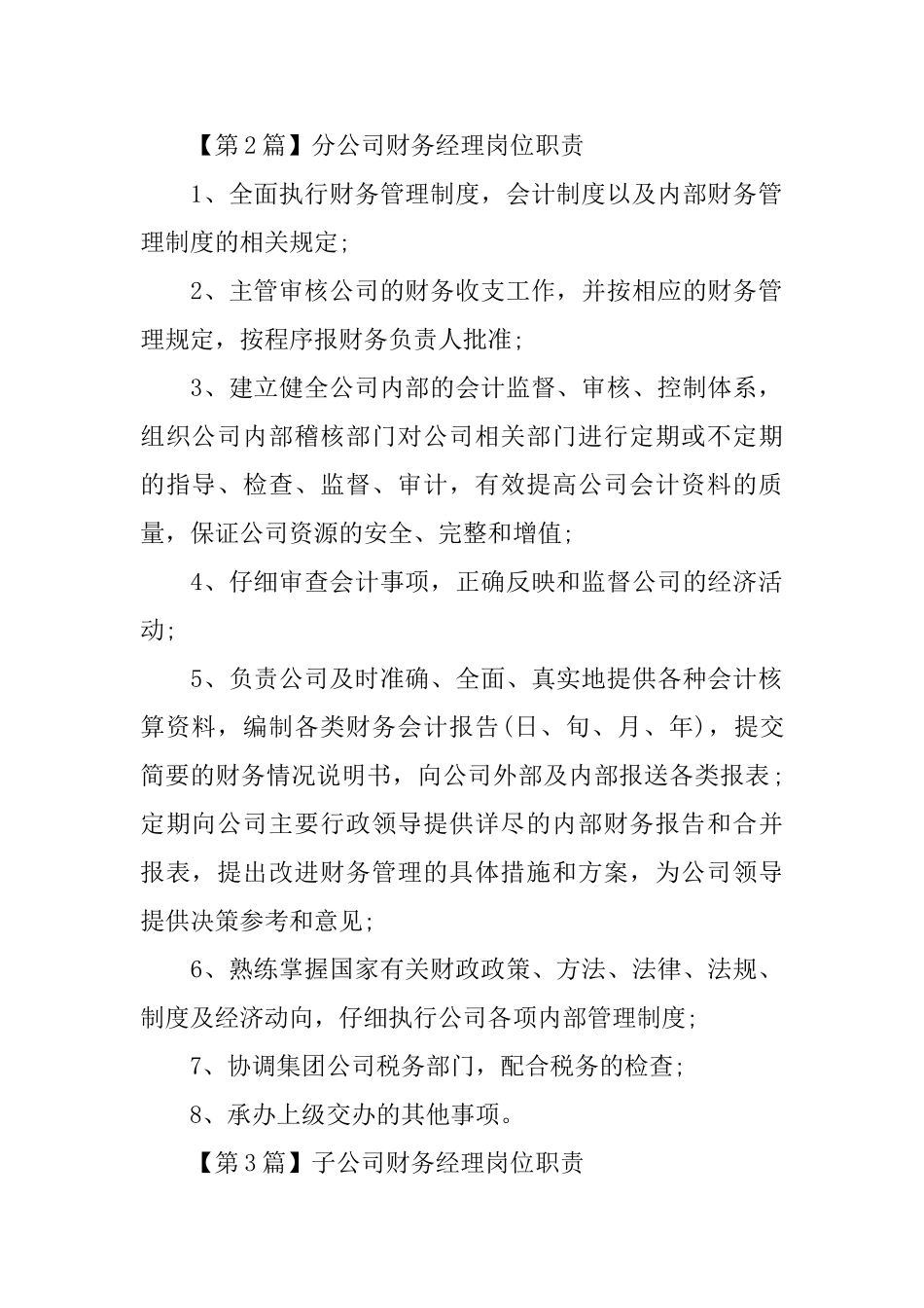 公司财务经理岗位职责模板_第2页