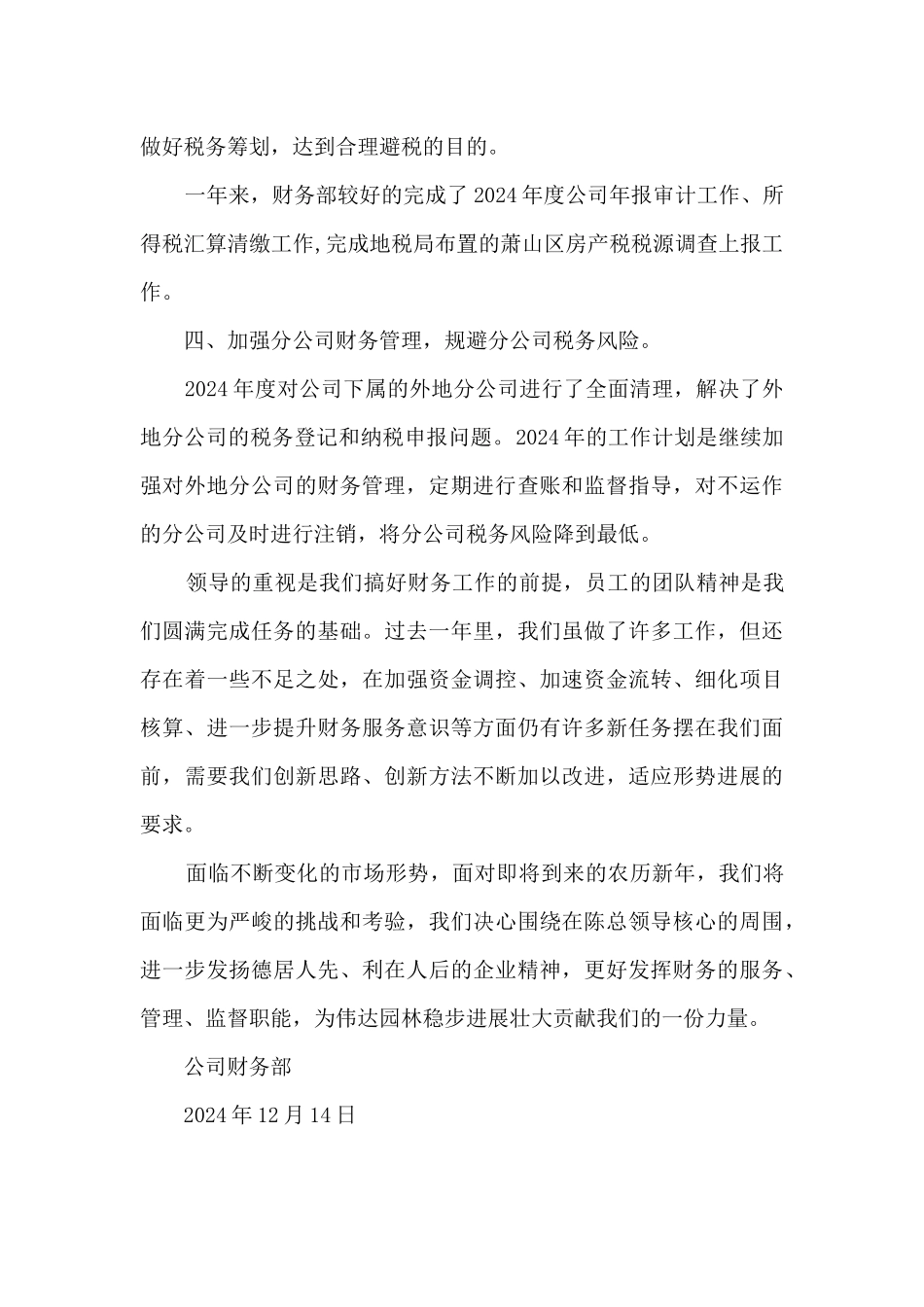 公司财务部2024年度工作总结_第3页