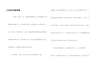公司财务预算部署