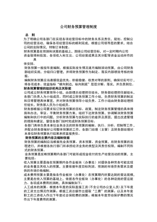 公司财务预算管理制度