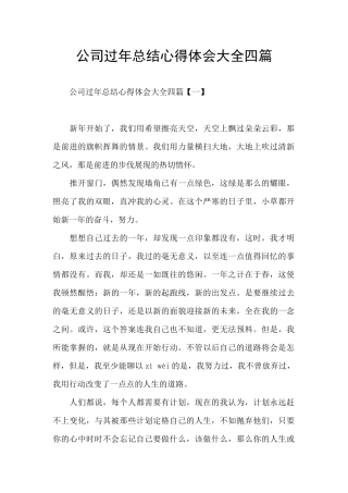 公司过年总结心得体会大全四篇