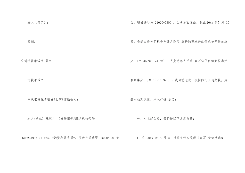 公司还款承诺书合集9篇_第2页