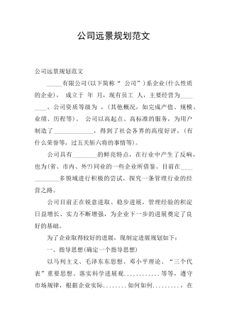 公司远景规划范文