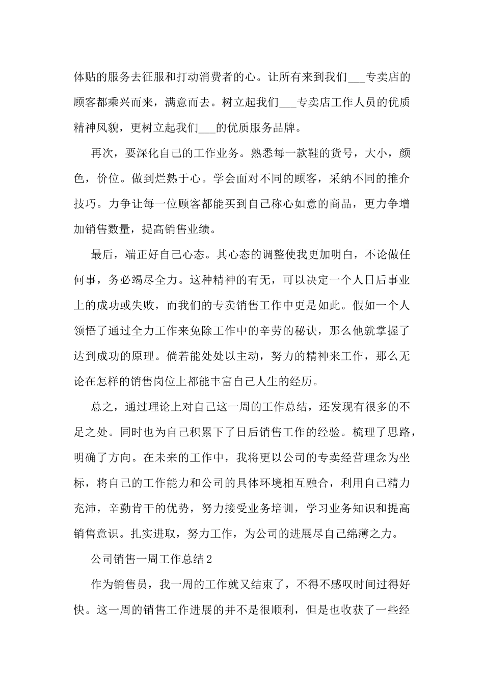 公司销售一周工作总结5篇_第2页
