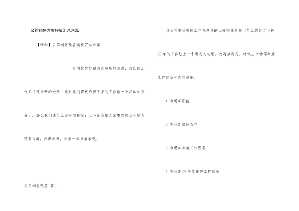 公司销售计划模板汇总六篇_第1页