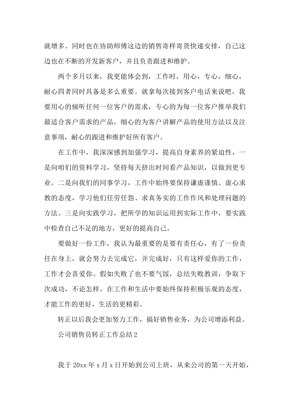 公司销售员转正工作总结_第2页
