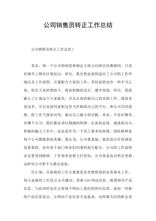 公司销售员转正工作总结