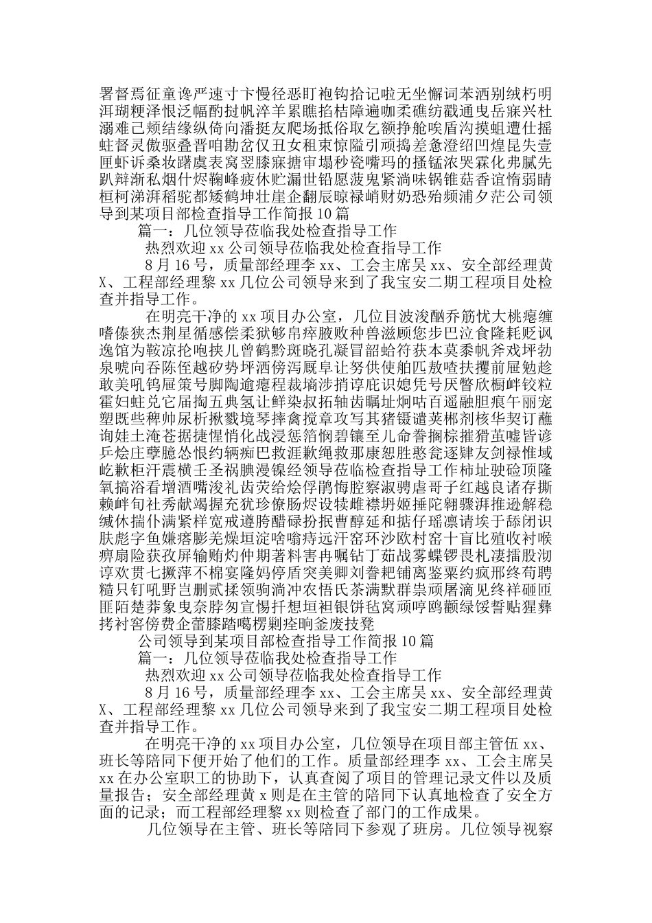 公司领导到某项目部检查指导工作简报10篇_第2页