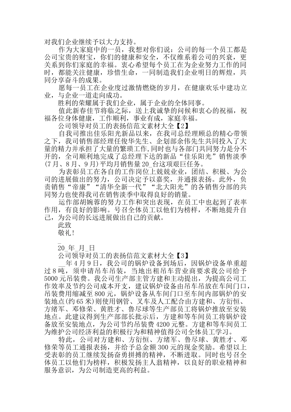 公司领导对员工的表扬信范文素材大全_第2页