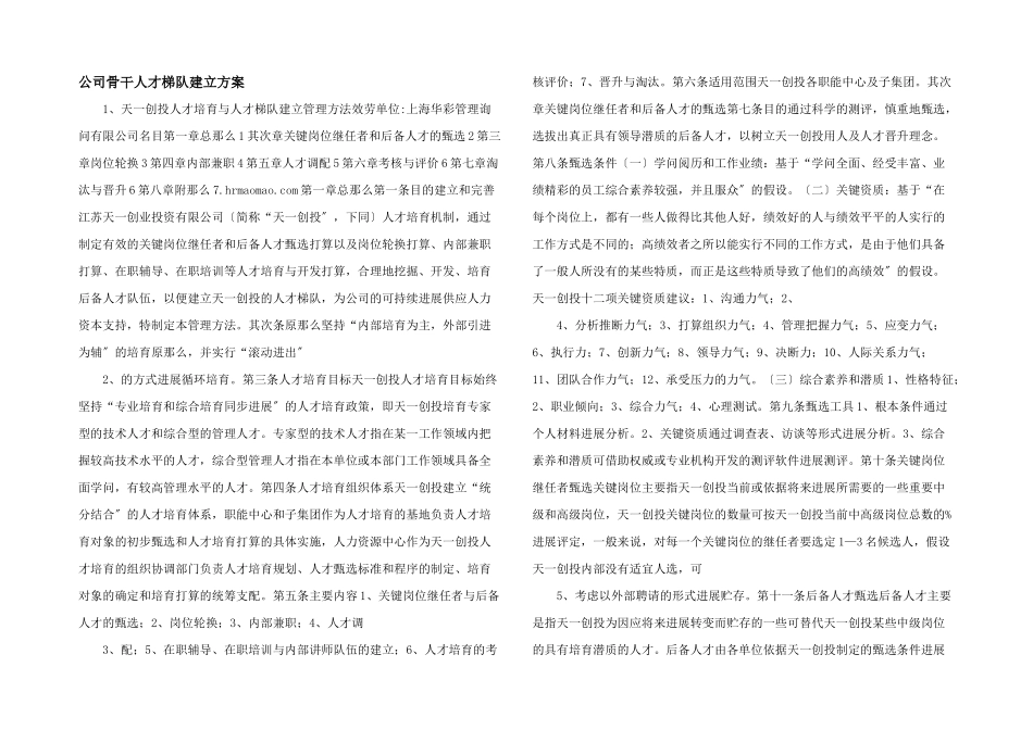 公司骨干人才梯队建设计划_第1页