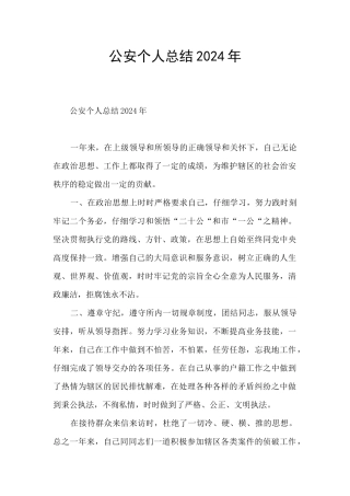 公安个人总结2024年