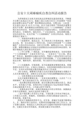 公安十大顽瘴痼疾自查自纠活动报告